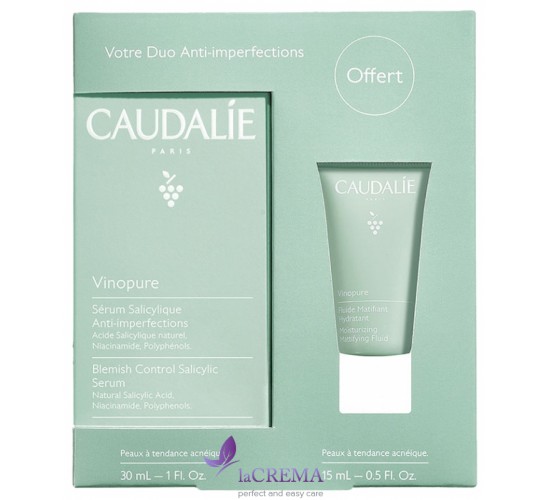 Caudalie НАБОР Vinopure Салициловая сыворотка, 30 мл + Флюид, 15 мл