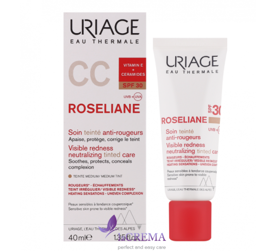 Урьяж Розельян Тонувальний СС крем проти почервонінь SPF30 Uriage Roseliane Cream, 40 мл