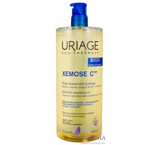 Урьяж Ксемоз C8+ Ліпідовідновлююча очищувальна олія Uriage Xemose C8+ Huile Lavante, 1000 мл