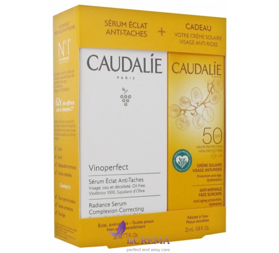 Caudalie Vinoperfect Набор: Сыворотка против темных пятен 30 мл + Солнцезащитный крем SPF50, 25 мл