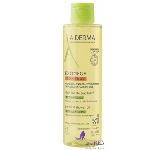 А-Дерма Екзомега Контрол Олія для очищення сухої шкіри Aderma Exomega Control Huile Lavante, 200 мл