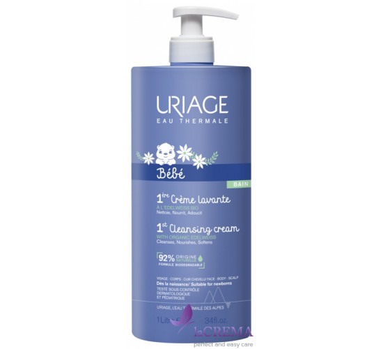Урьяж Дитячий очищувальнй крем для купання Uriage Baby 1-st Cleansing Cream, 1000 мл