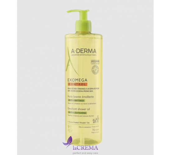 А-Дерма Екзомега Контрол Олія для очищення сухої шкіри Aderma Exomega Control Huile Lavante, 750 мл