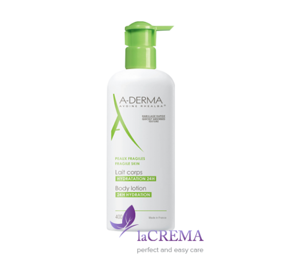 А-Дерма Зволожуюче молочко для тіла A-DERMA Lait Corps Hydratant 24H, 400 мл.