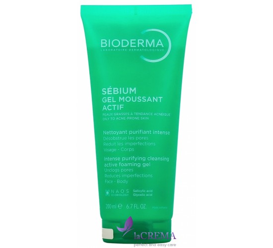 Біодерма Себіум Активний очищуючий гель Bioderma Gel Moussant Actif, 200 мл