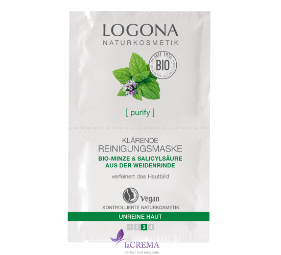 Logona БИО Маска для лица очищающая Мята, 2*7,5 мл