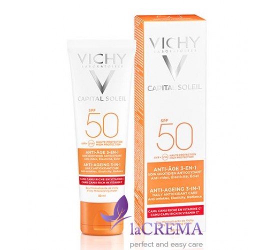 Vichy Capital Soleil Антивіковий антиоксидантний догляд 3 в 1 SPF50, 50 мл