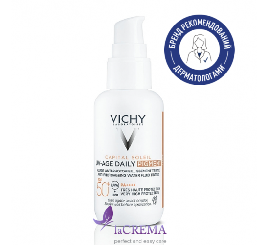Vichy Capital Soleil Сонцезахисний флюїд з тоном проти фотостаріння SPF50+UV-Age Daily, 40 мл
