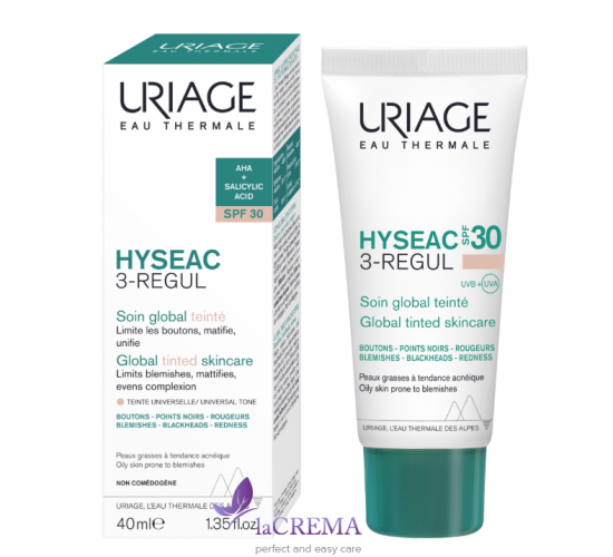 Урьяж Ісеак Глобальний тональний догляд SPF30 Uriage Hyseac 3-Regul Global Tinted, 40 мл