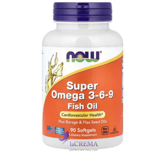 NOW Foods Риб’ячий жир Super Омега-3-6-9, 1200 мг, 90 капсул